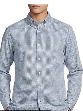 Abercrombie & Fitch Light Blue Micro-Print Button-Down Shirt